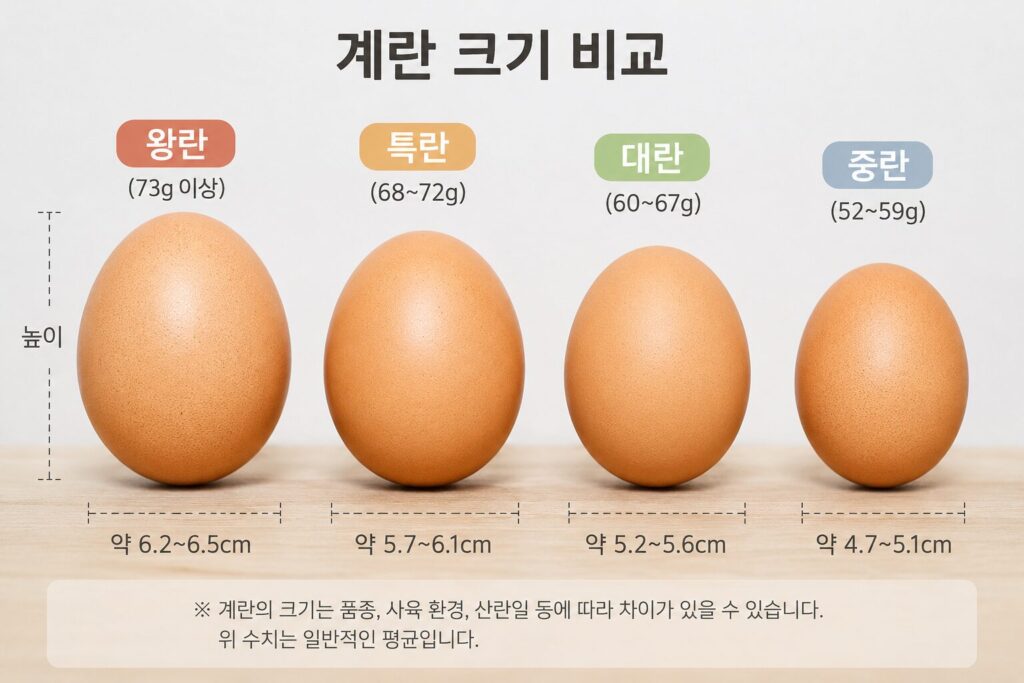 계란 사이즈비교